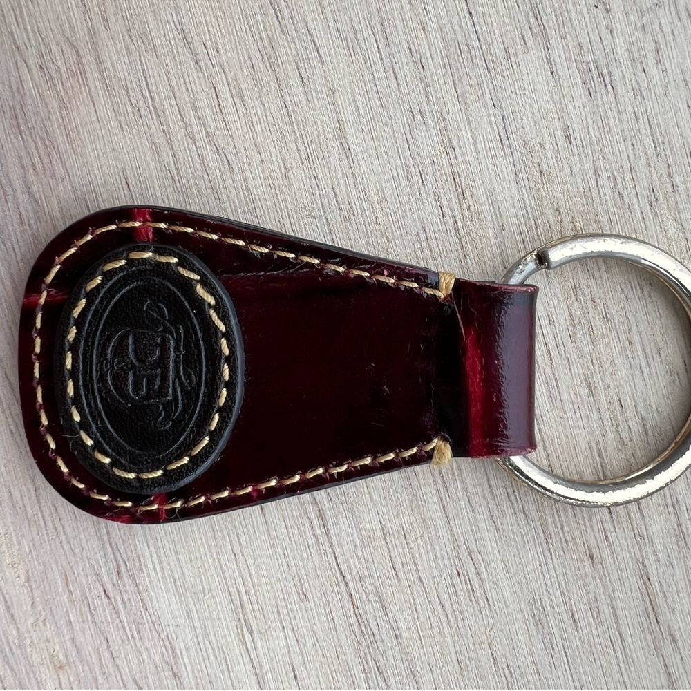Vintage Dooney & Bourke Croc All Weather Leather Key Fob Keychain Ring Brown Red - Picture 4 of 11